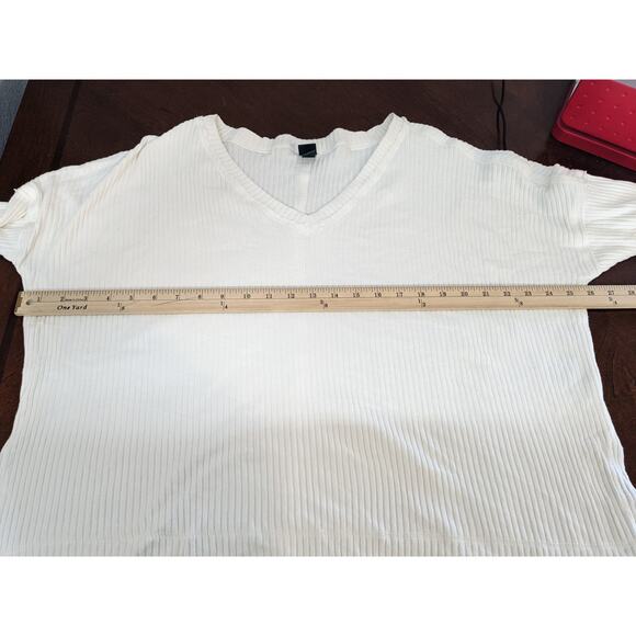 Wild Fable Oversize Sweater M Cream Womens Ribbed Hi Low Hem Boxy Knit Side Slit - Picture 9 of 12